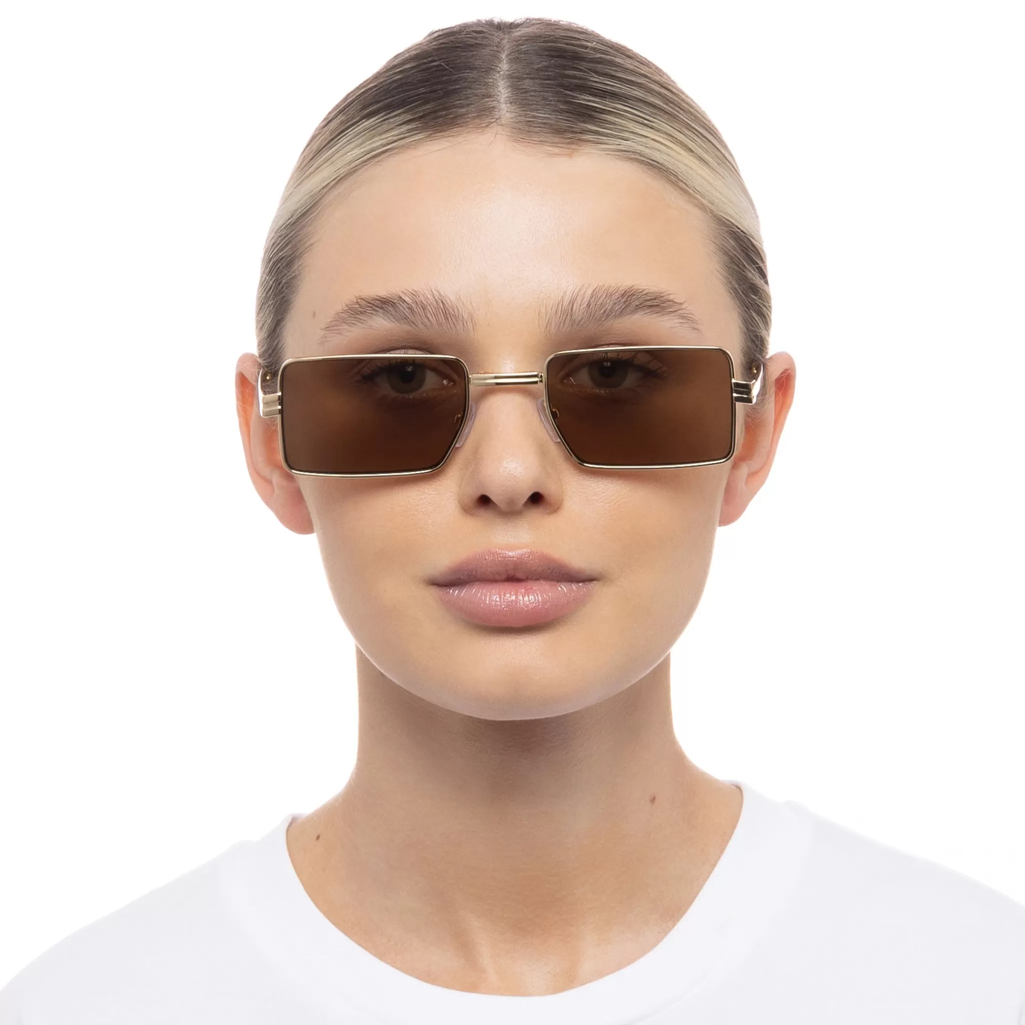 Rectangle | Rectangle-Le Specs FOLD 02 | BRIGHT GOLD TEAK MONO brightgold